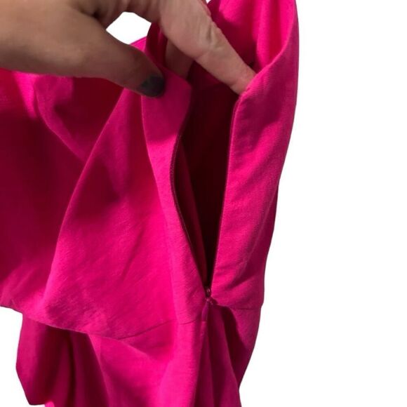 The Sei Magenta Ruched Lined Twist Cowl Neck Open Back Mini Dress Pink Sz 2 NWT - Picture 6 of 10